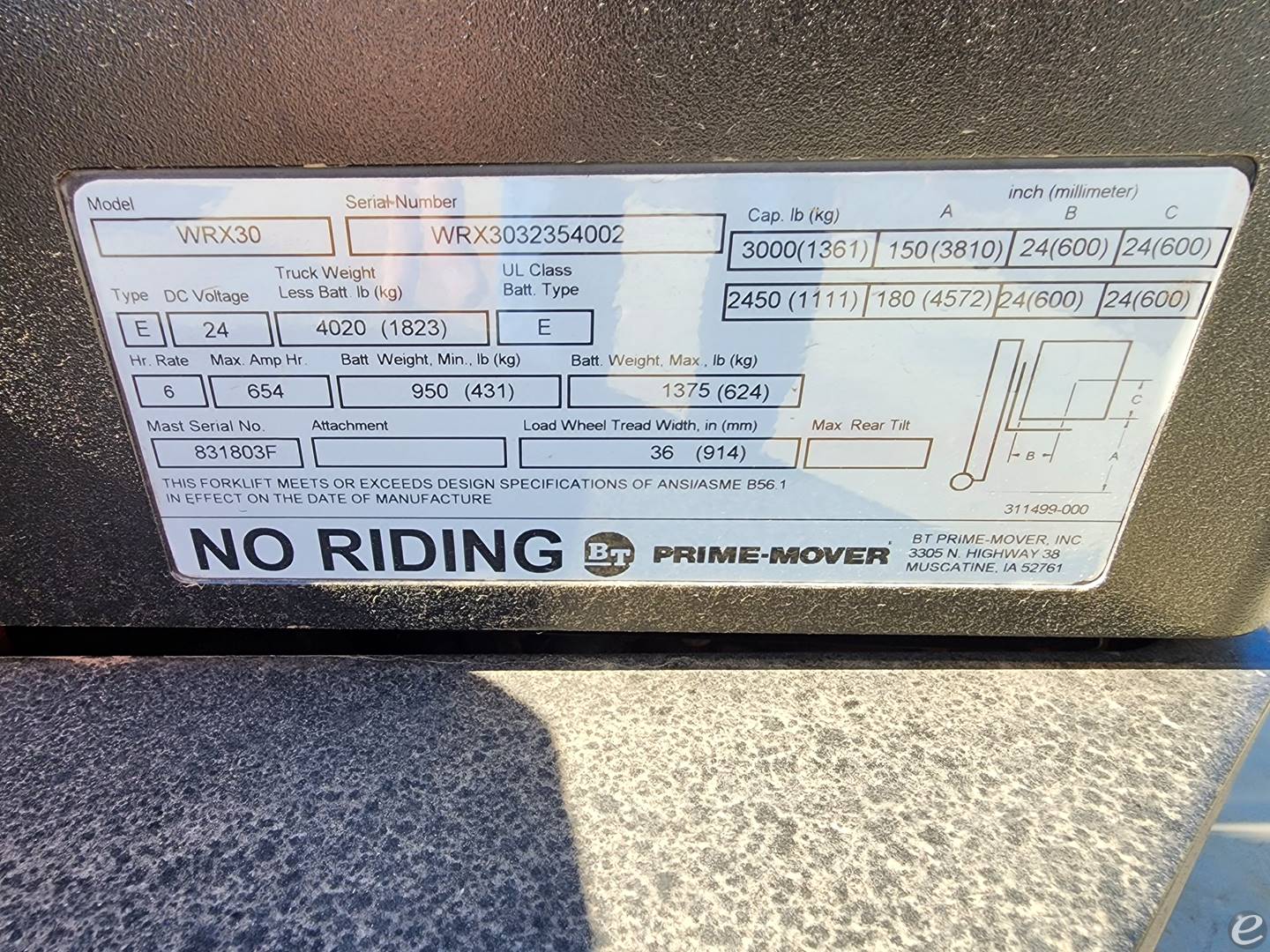 2002 BT WSX30 At UsedEquipmentHub.com