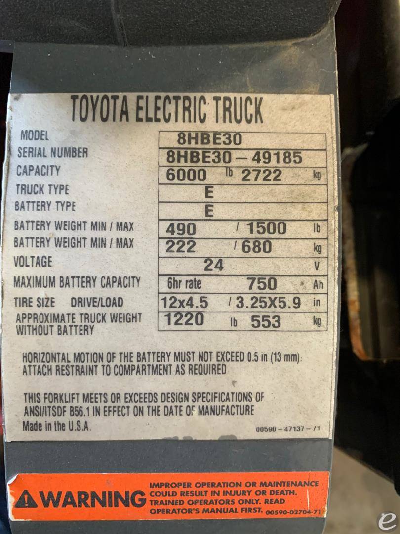 2018 Toyota 8HBE30 At UsedEquipmentHub.com