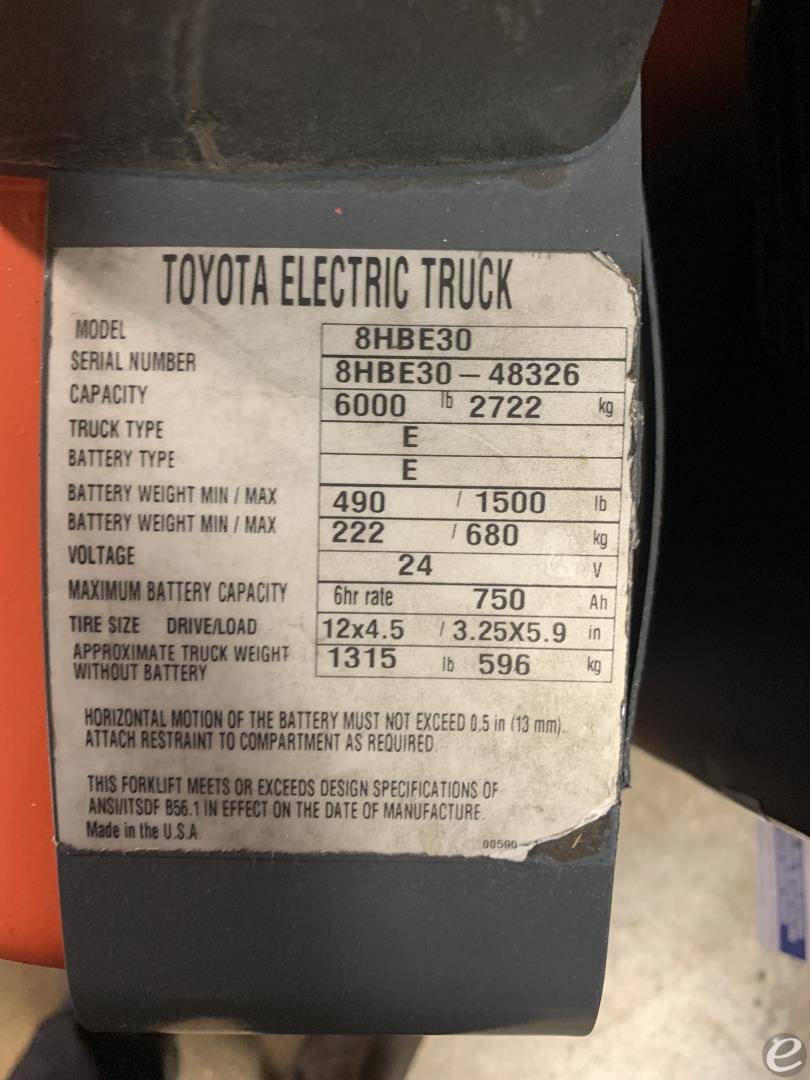 2017 Toyota 8HBE30 At UsedEquipmentHub.com