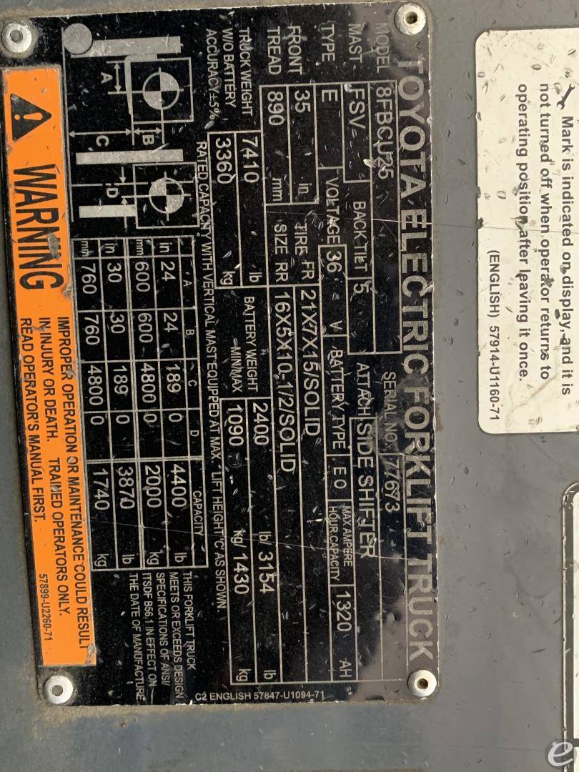 2018 Toyota 8FBCU25 At UsedEquipmentHub.com