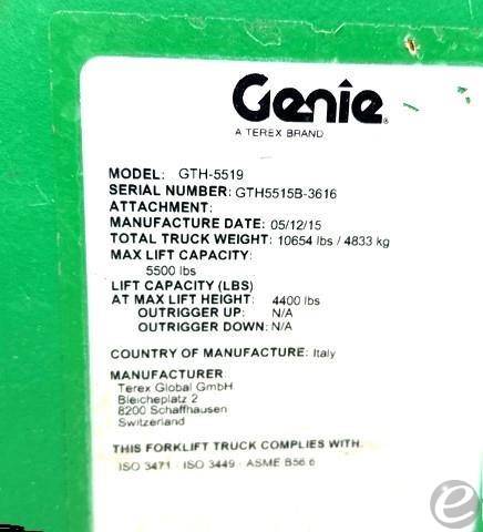 2015 Genie GTH5519 At UsedEquipmentHub.com