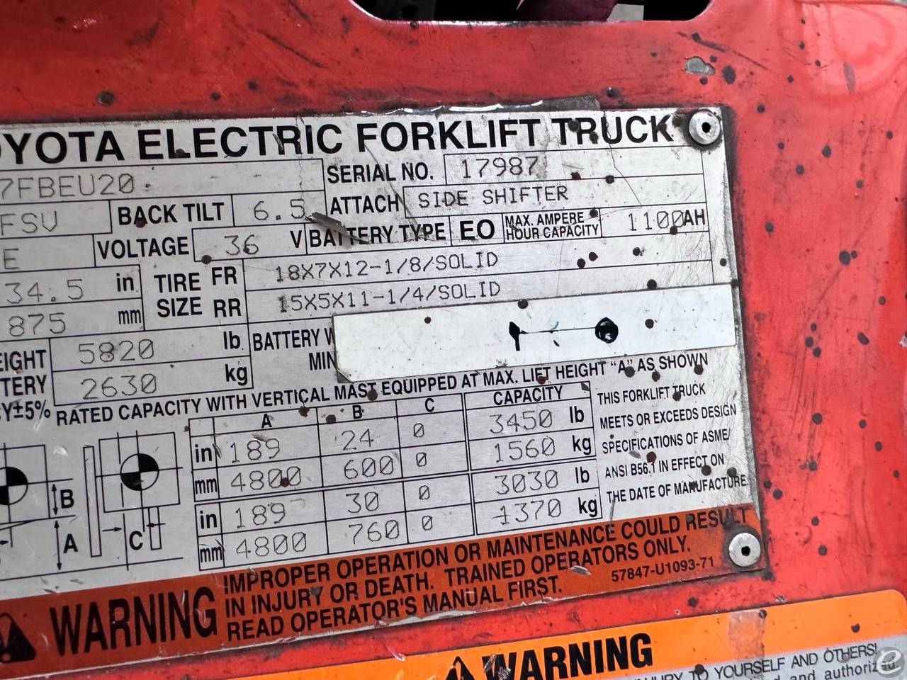 2009 Toyota 7FBEU20 At UsedEquipmentHub.com